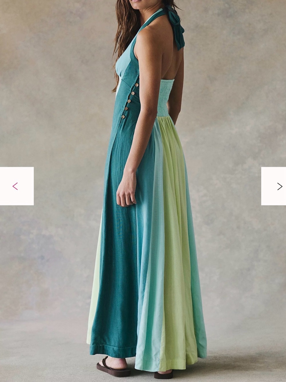 Free People Tropic Pop Maxi Dress Large Color: Blue Lagoon Combo NWT - Picture 2 of 7